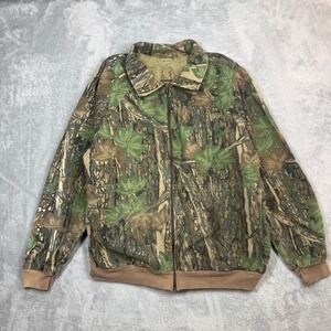 Vintage Ocoee Camo Jacket Mens Large Green Brown Tree Leaf Hunting Full Zip 90s